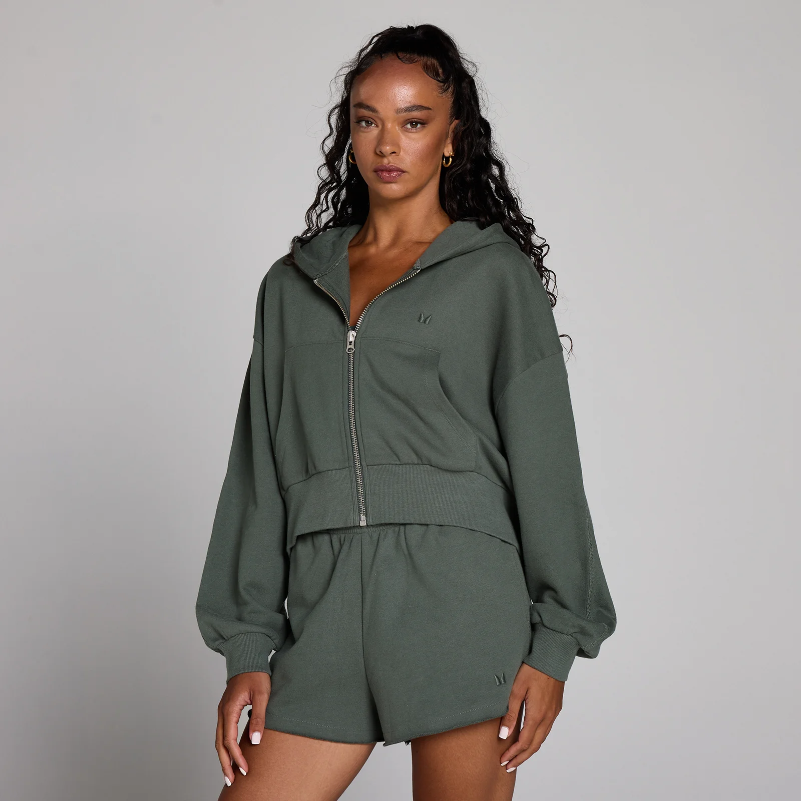 MP ženska lifestyle majica s kapuljačom i patentom - Cloudy Green - XXL Fotografija 1