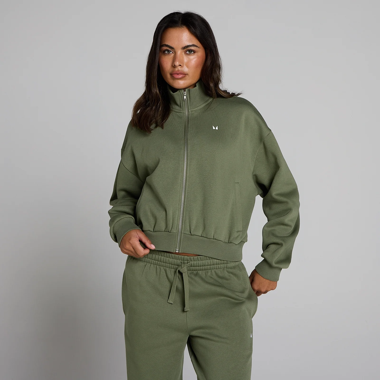 MP ženska Basics bomber jakna s patentom - Washed Olive - M Fotografija 1