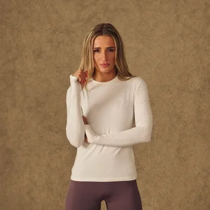 MP ženska X Tatiana majica s dugim rukavima i rupicama za palčeve - pearl - Size L