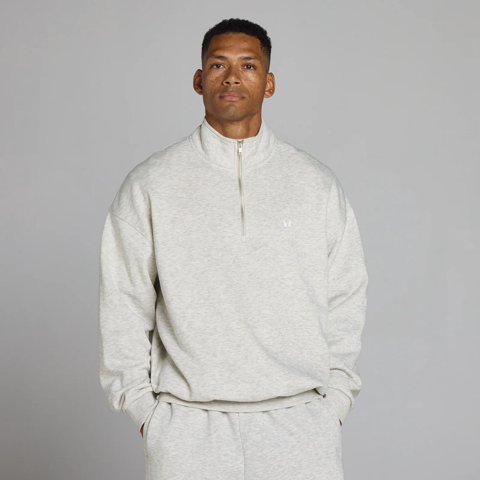 MP Men's Rest Day Oversized 1/4 Zip - Light Grey Marl - M Fotografija 1