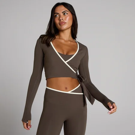 MP Tempo Contrast wrap majica za žene - Čokoladno smeđa