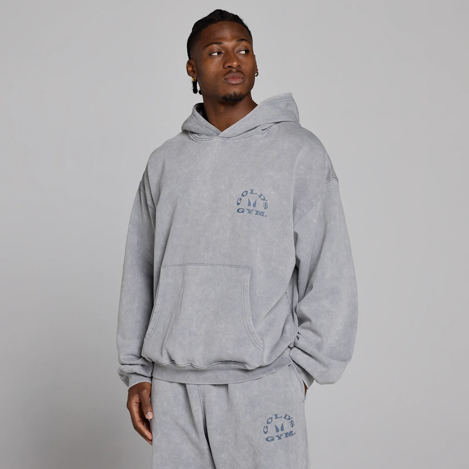MP X Gold's Muška Washed Graphic Oversized Duksica s Kapuljačom - Steel Blue - L Fotografija 3