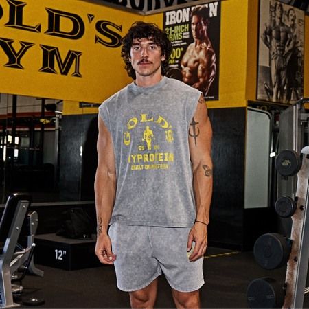 MP X Gold's Muška Washed Graphic Oversized Tank - Steel Blue