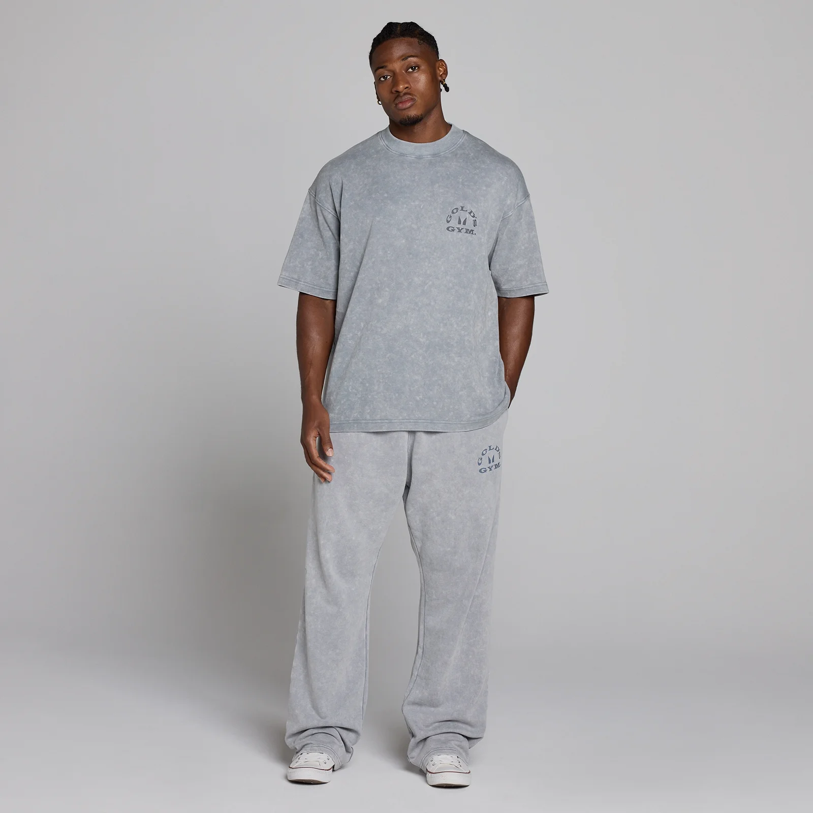 MP X Gold's Muška Washed Graphic Oversized Majica - Steel Blue - XS Fotografija 5