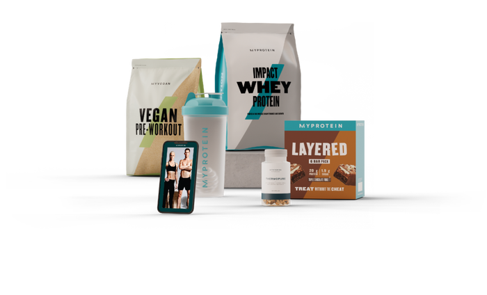 A mixture of protein products from Myprotein to lose weight.